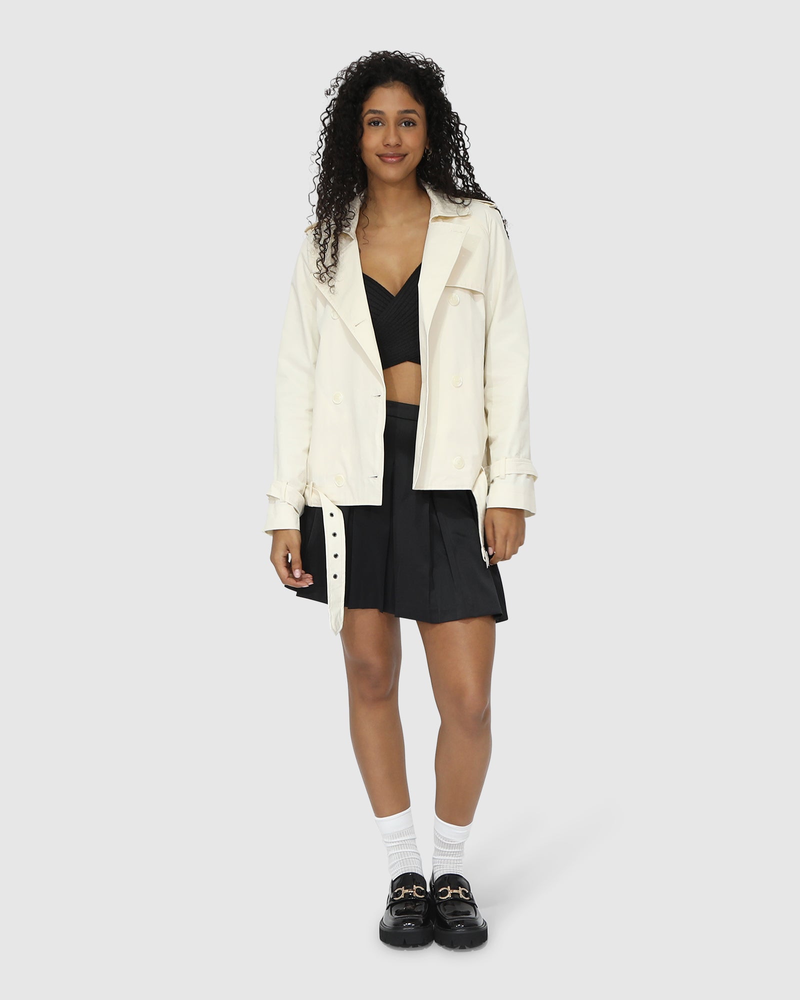 Women | Cool Nights Cropped Trench Coat | Off White