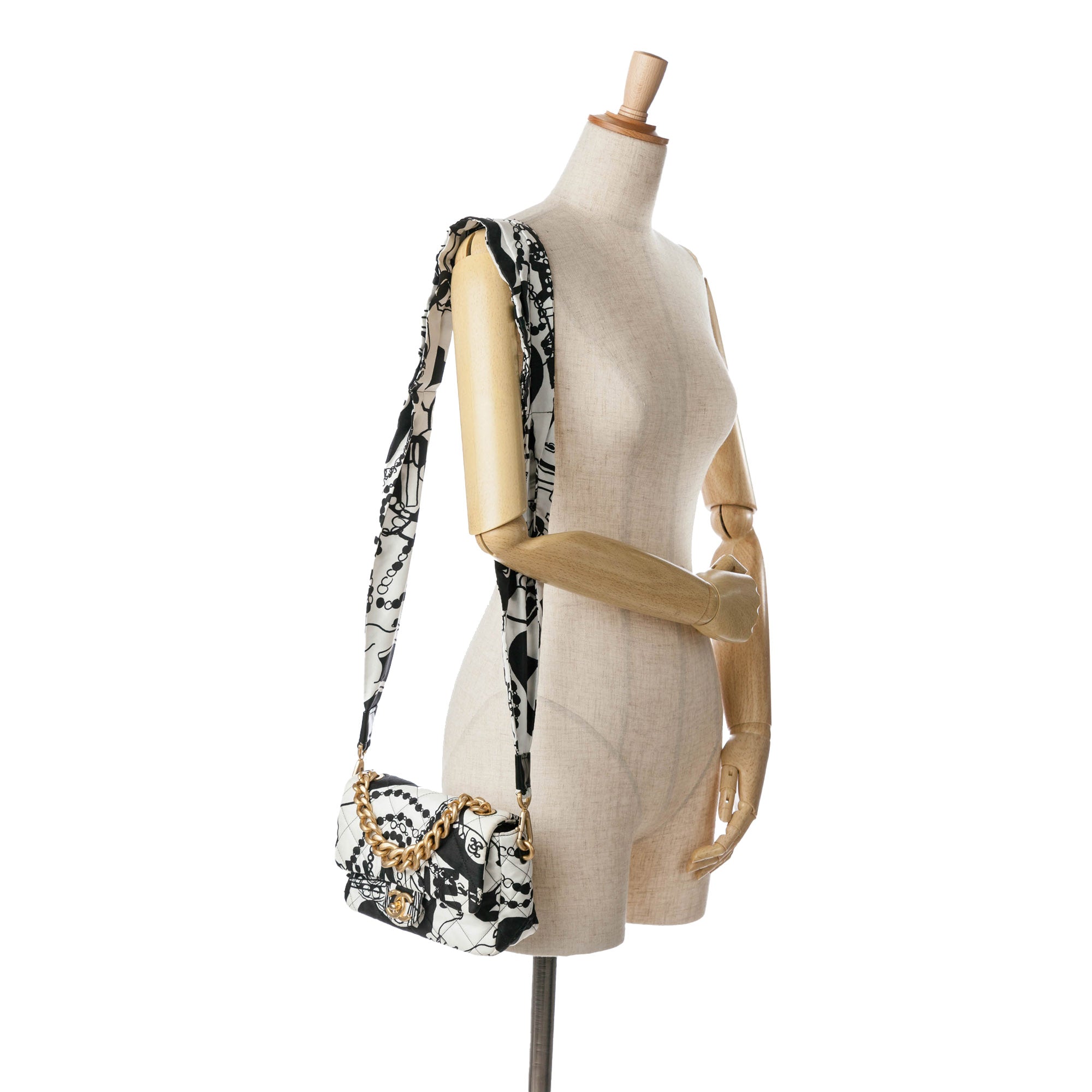 Chanel | Pre-Owned Mini Printed Canvas Deer Coco Flap | White/Black