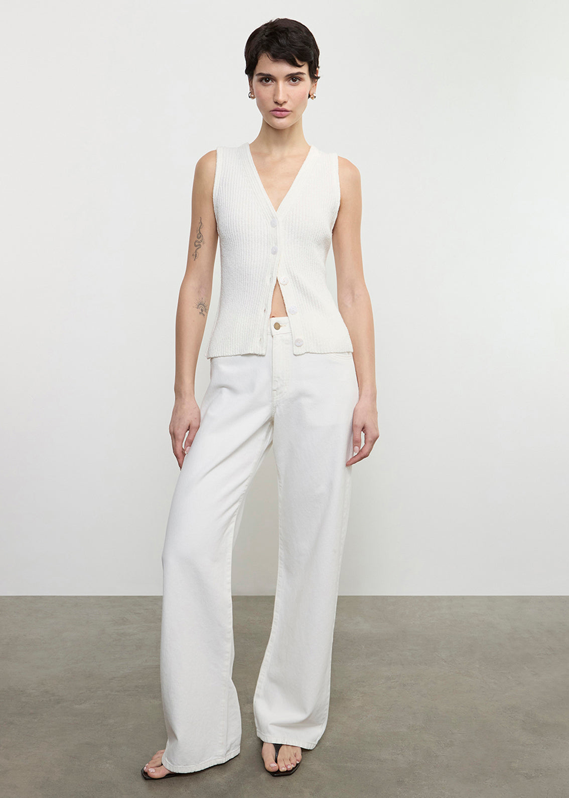 Boucle Knit Vest | Off White