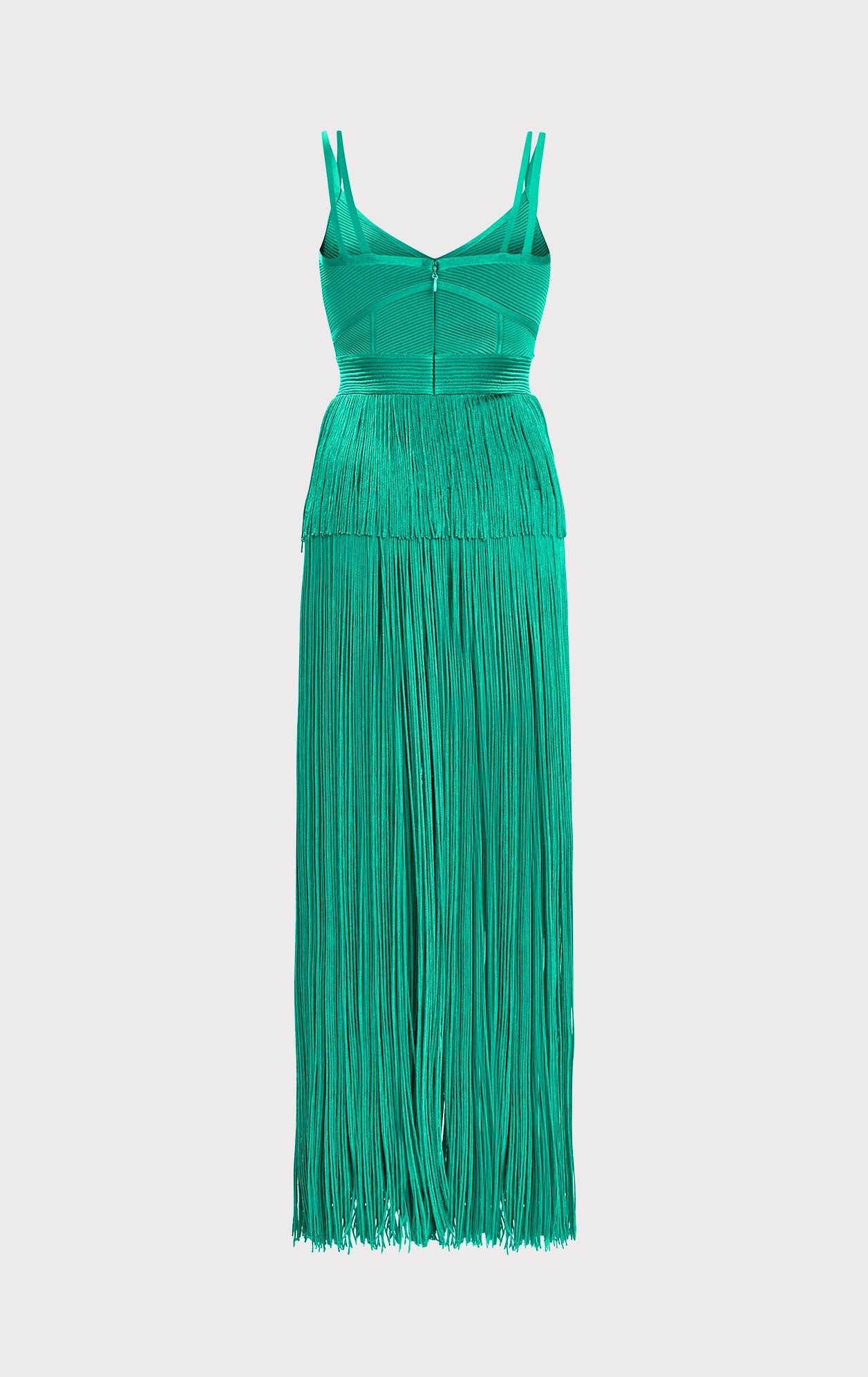 Strappy Ottoman Fringe Gown | Jade