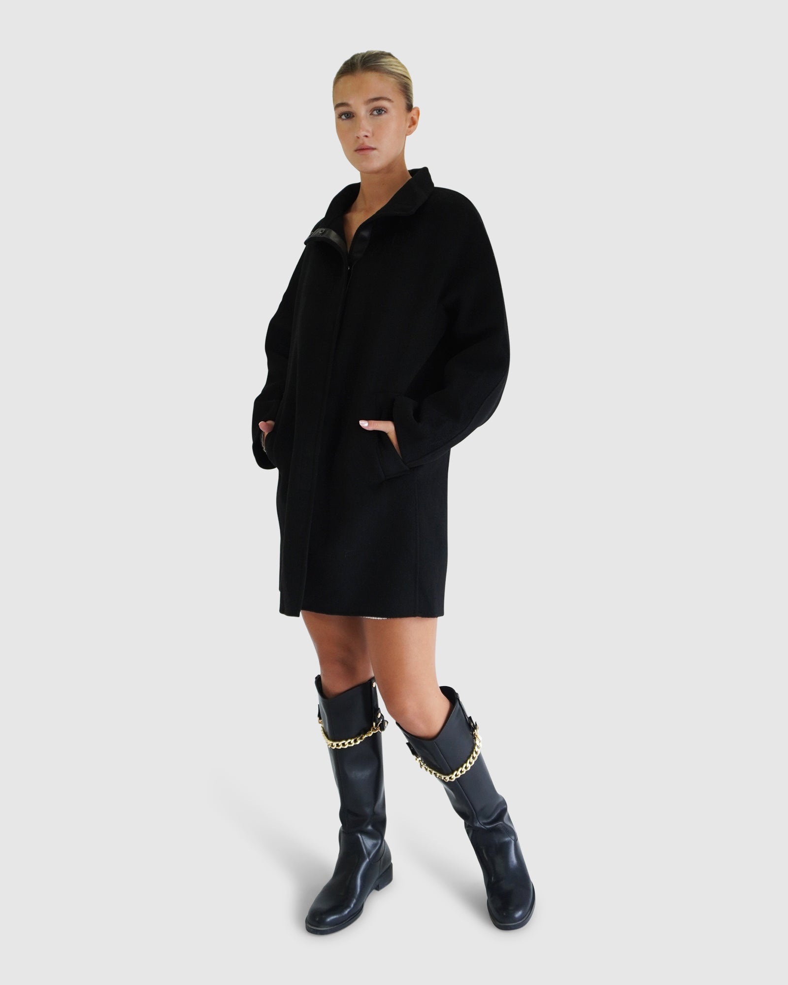 Come On Over Trimmed Coat | Women | Black