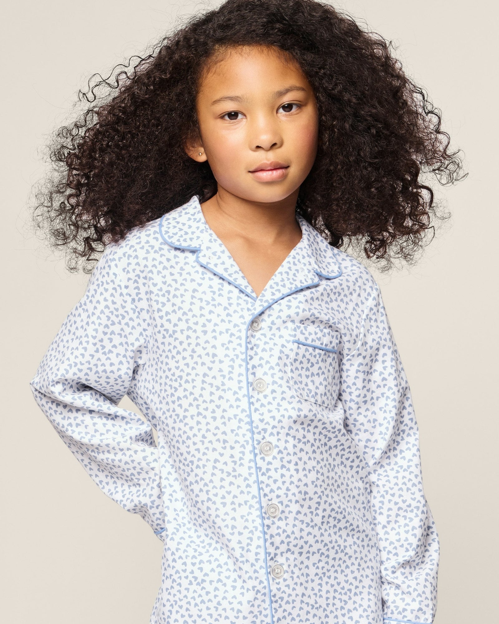 Kid's Twill Pajama Set in Bluehearts in Bluehearts#Color_Bluehearts