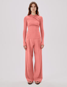 Women | Crossover Neck Top | Pink