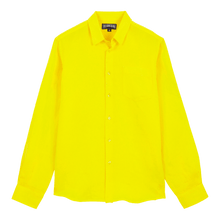 Men | Solid Linen Shirt | Gold Button