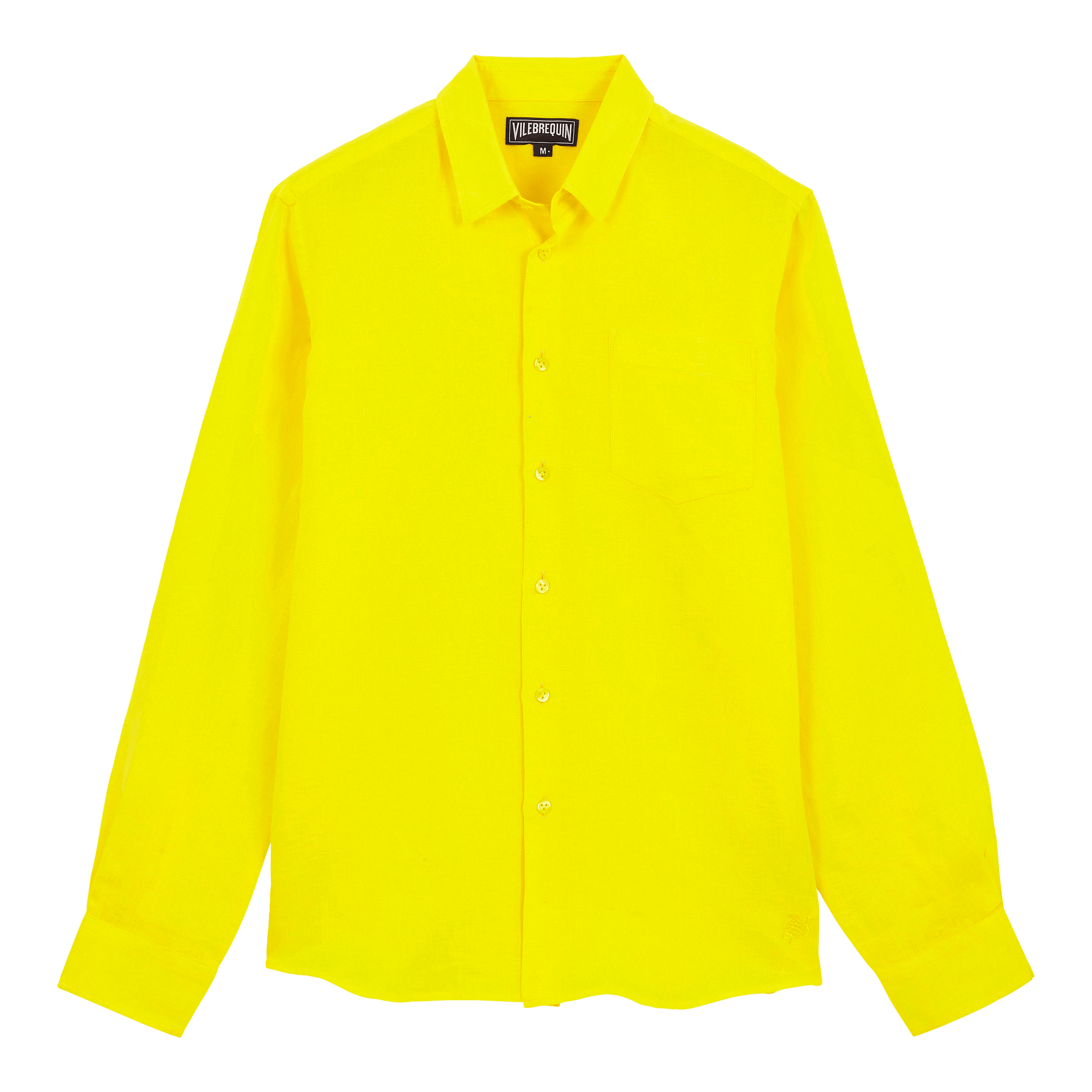 Men | Solid Linen Shirt | Gold Button