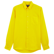 Men | Solid Linen Shirt | Safran