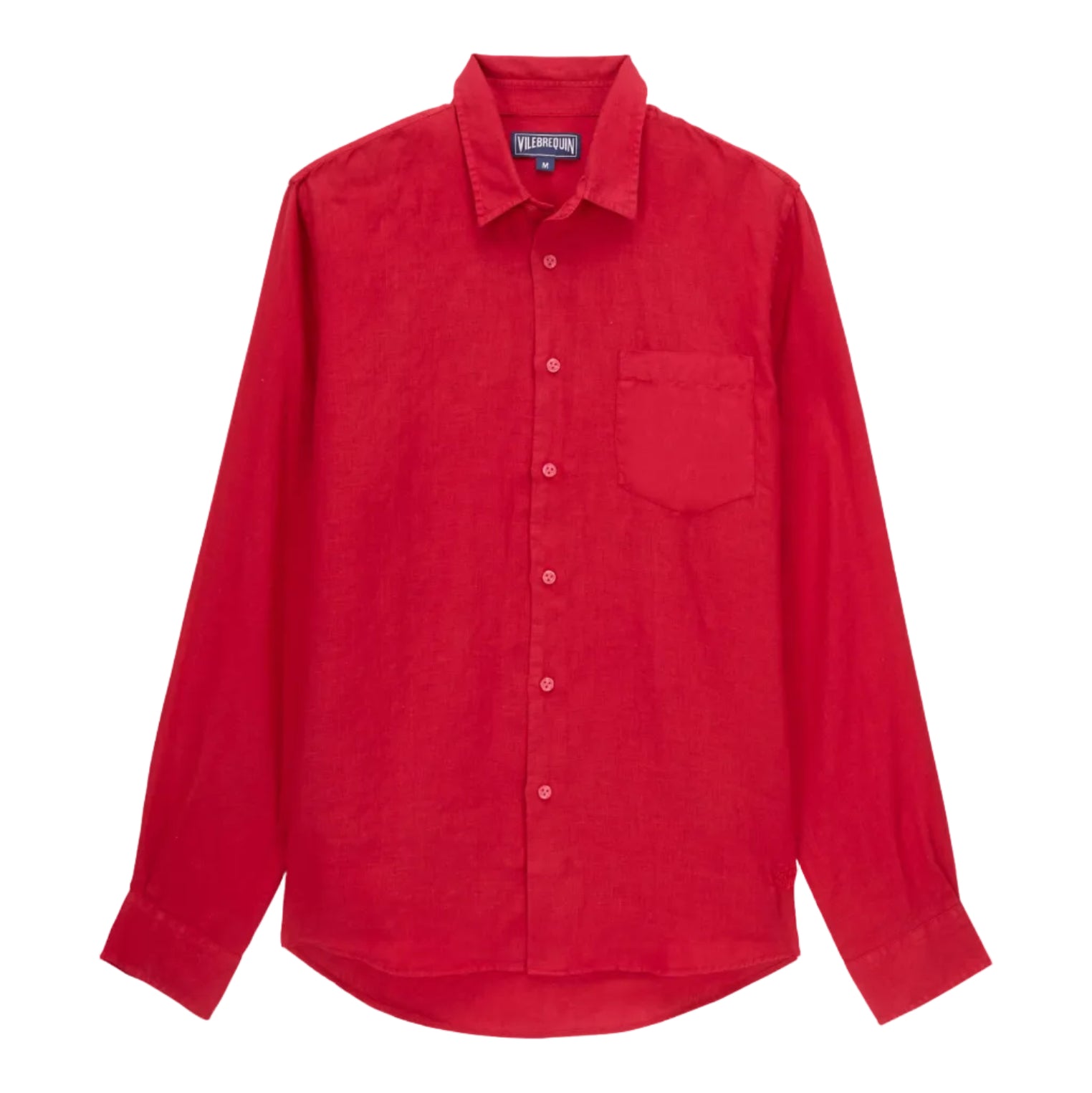 Men | Solid Linen Shirt | Burgundy