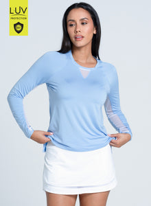 High Low Breezy Long Sleeve | Powder Blue