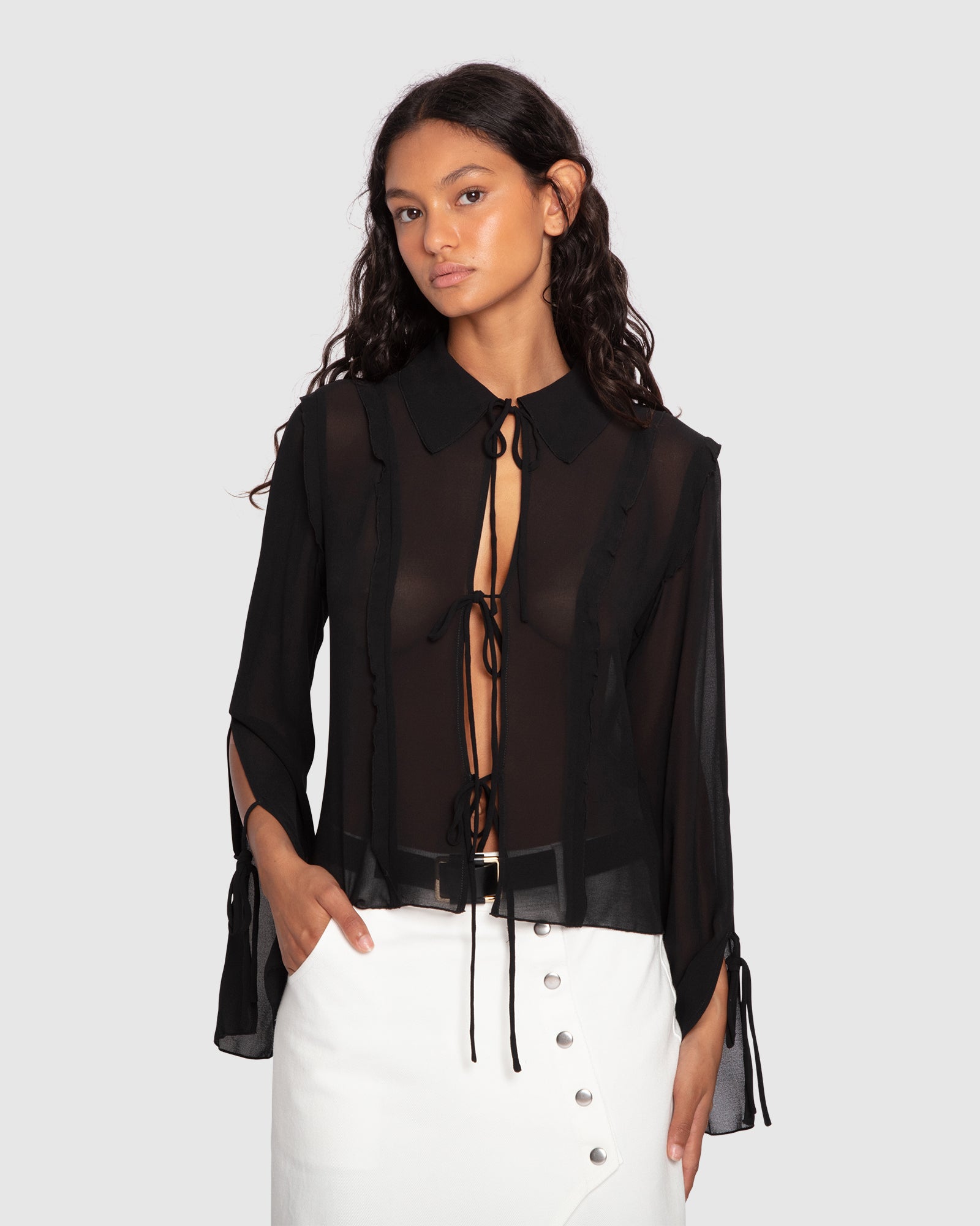 Women | Current Obsession Tie Shirt | Black