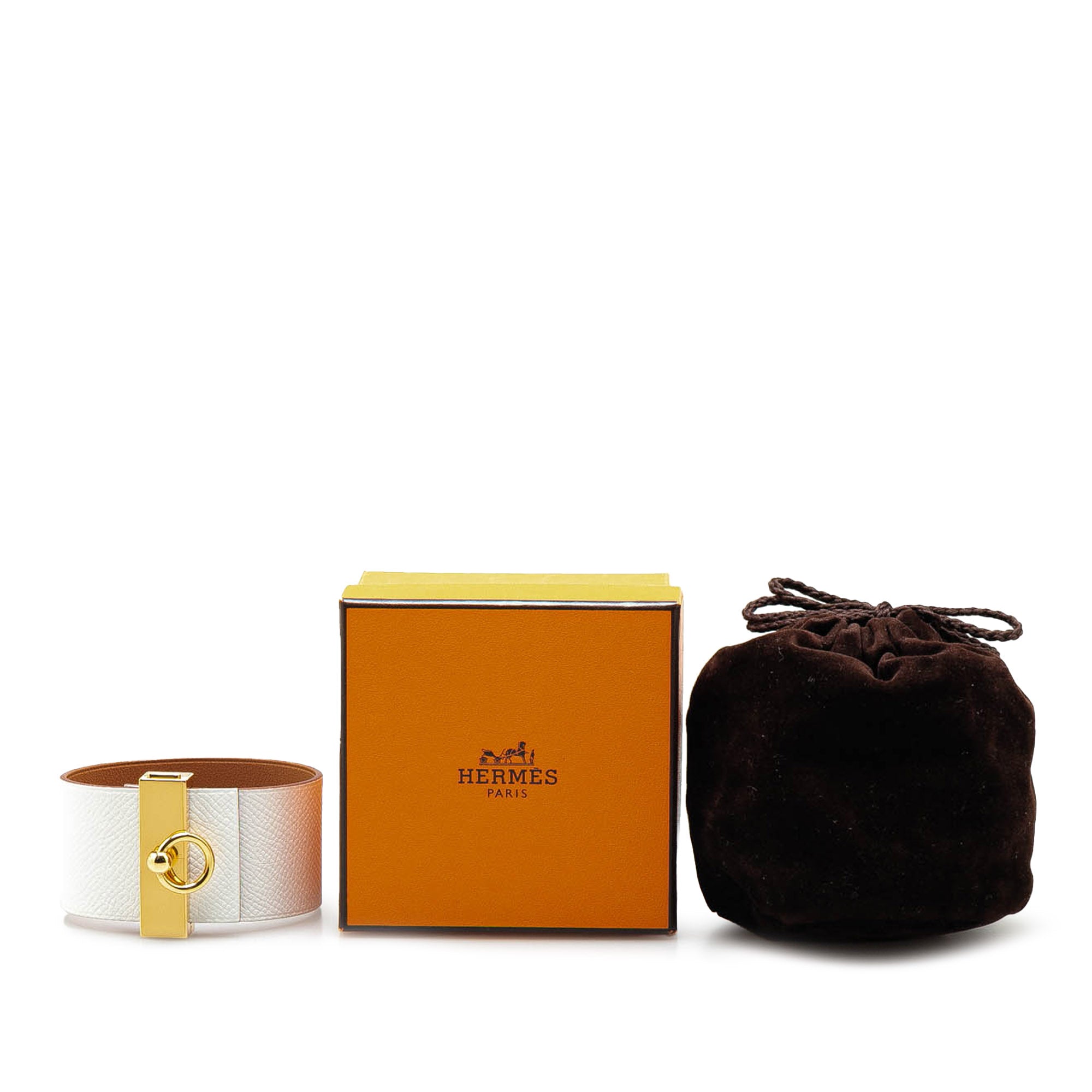 Hermes | Pre-Owned Bicolor Epsom Reversible Illusion Bracelet MM | White/Gold