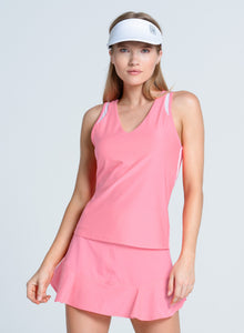 Shimmer V-neck Tank | Flamingo
