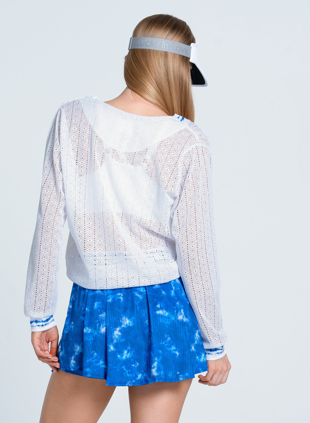 Shibori Stripe Lace Pullover | White