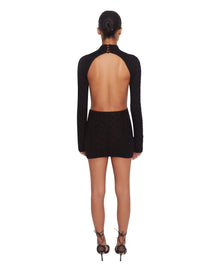 Cable Knit Backless Turtleneck Dress | Black