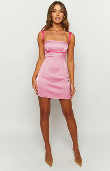 California Satin Contrast Mini Dress | Pink