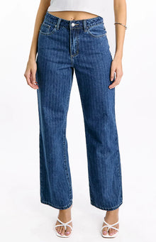 Calliope Pinstripe Mid Rise Slouchy Jeans | Mid Wash