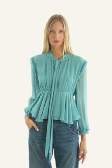 Camila Blouse | Cyan Green