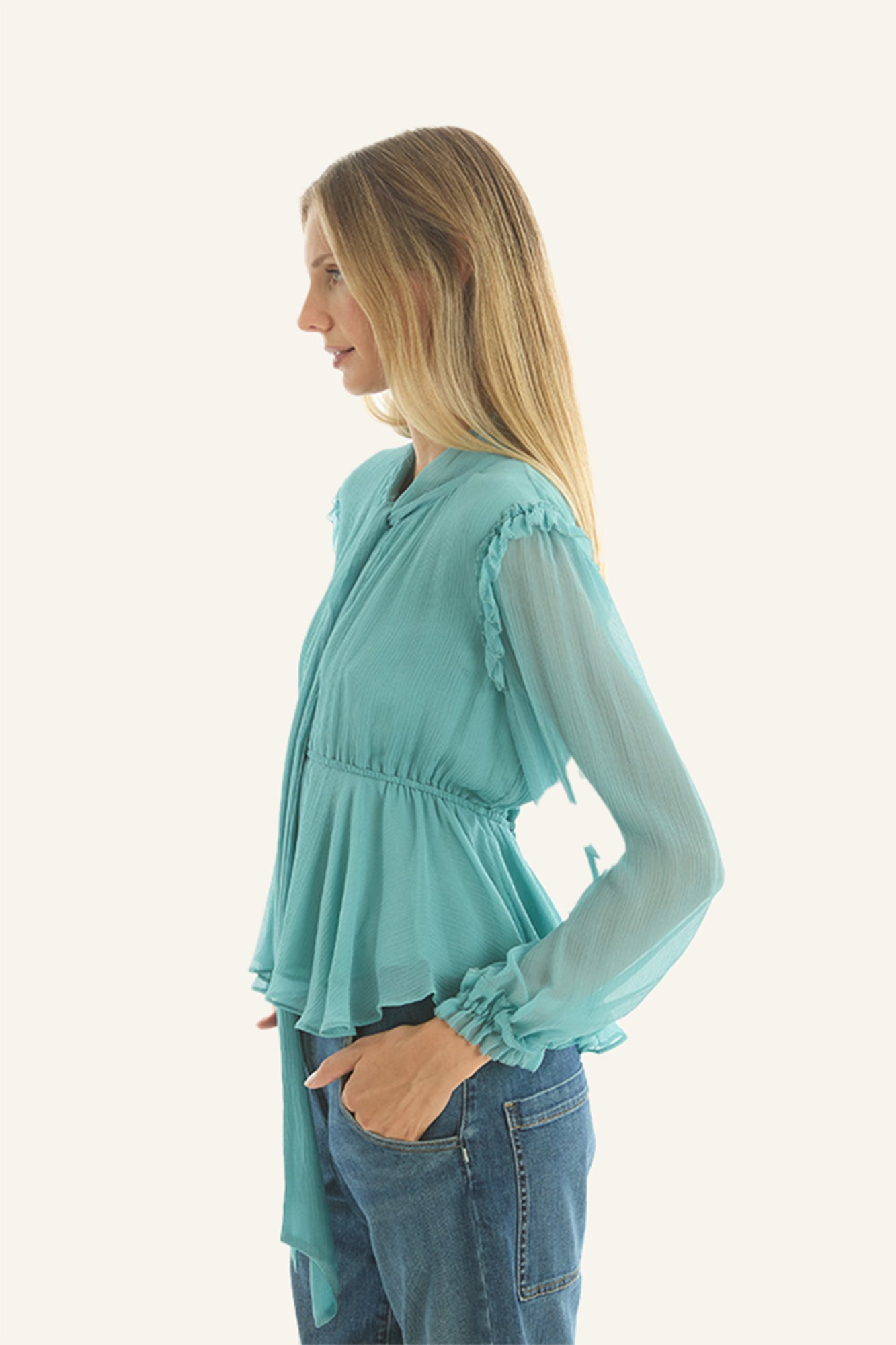 Camila Blouse | Cyan Green