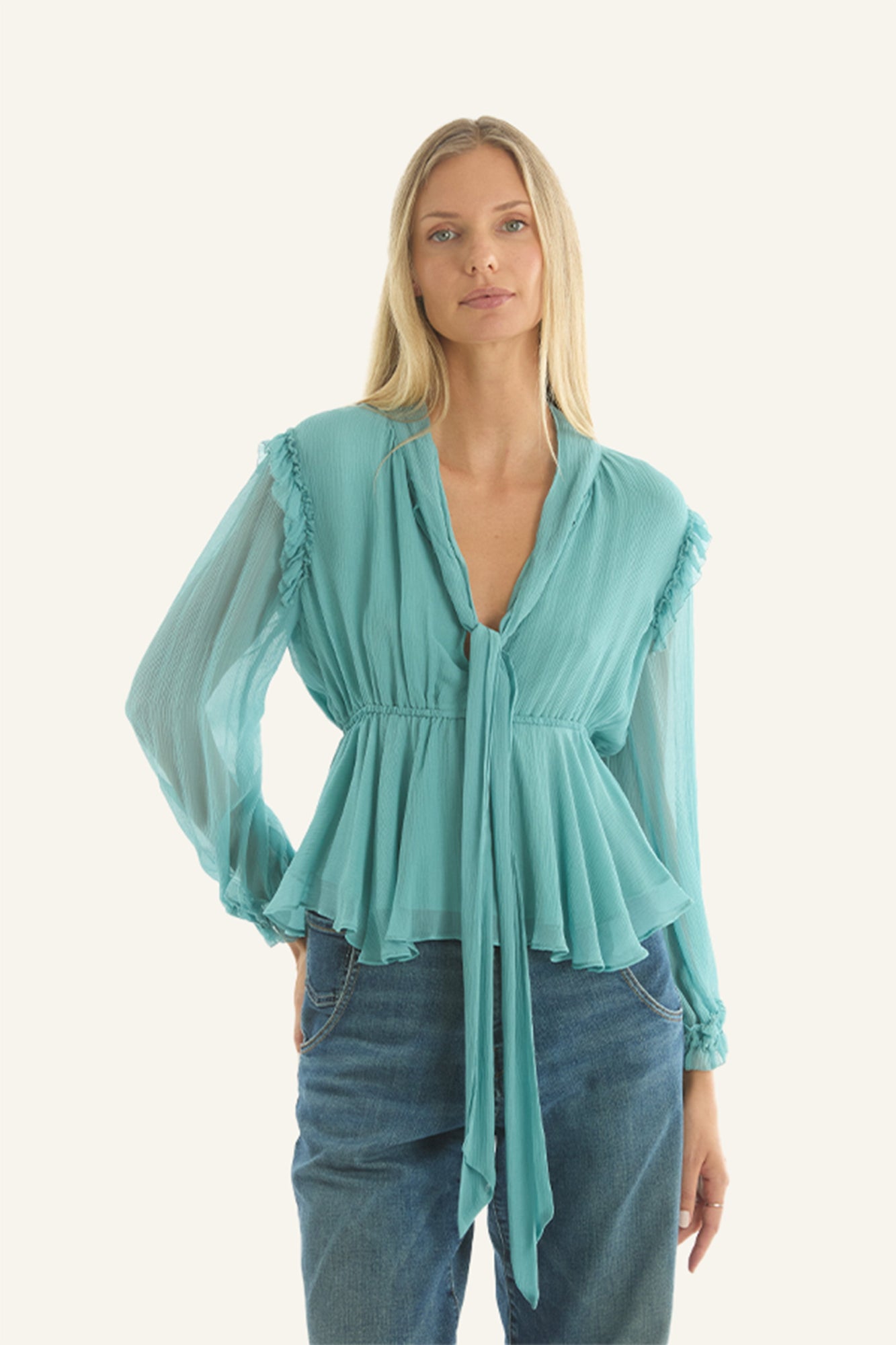 Camila Blouse | Cyan Green