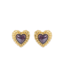 Camille Amethyst Heart Studs - Loren Hope
