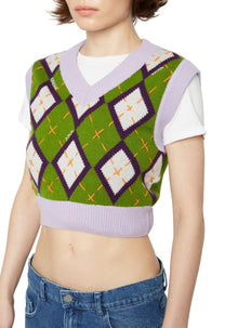 Womens | Cardiff Argyle Sweater Vest | Green