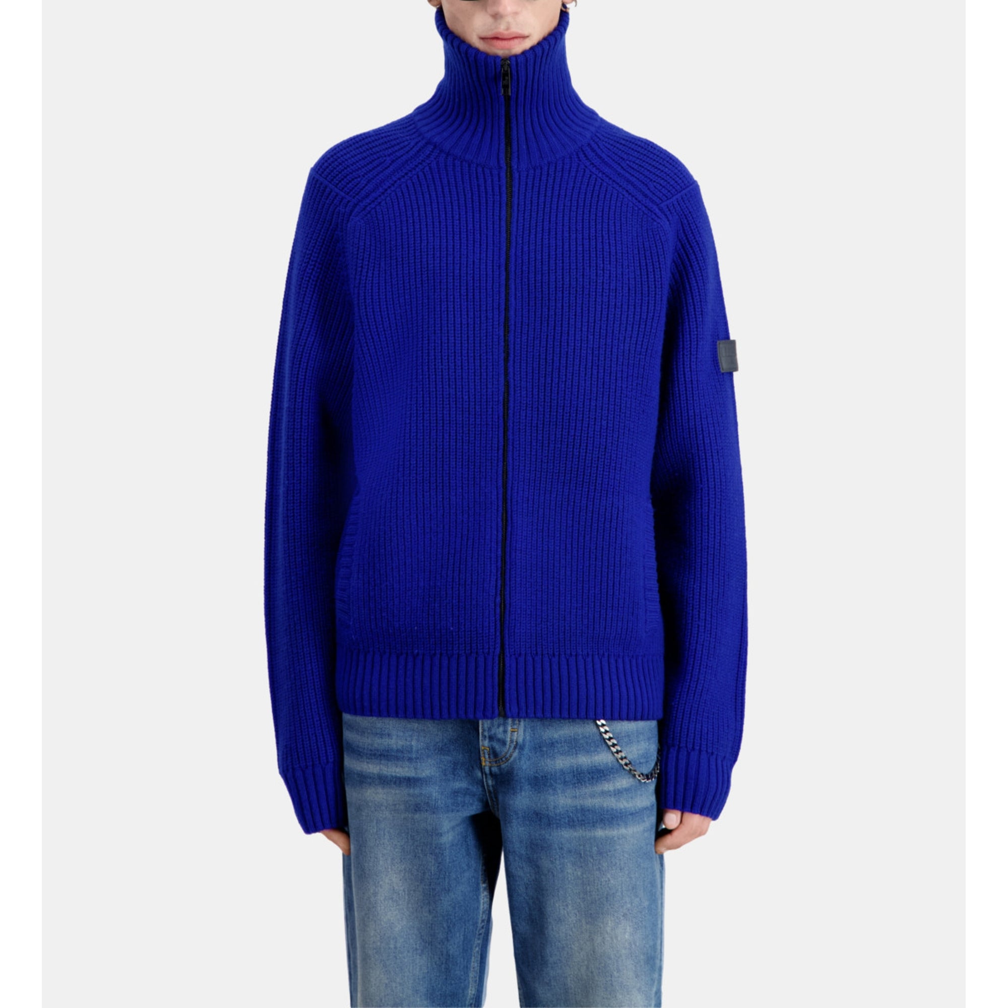 Cardigan With Zipper | Men | Electric Blue