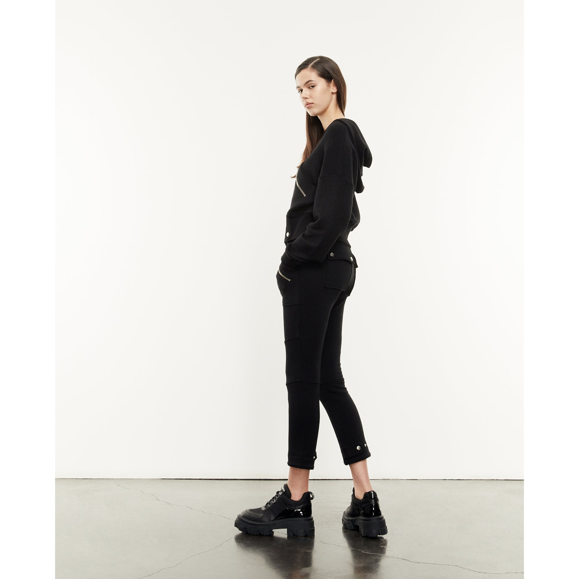 Cargo-Style Joggers With Zip | Women | Black