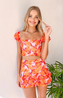 Caspian Azalea Print Chiffon Mini Skirt | Pink