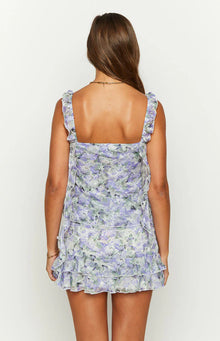 Caspian Floral Print Chiffon Mini Skirt | Purple