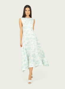 Rhoda Dress | Weathered Blue Toile Print