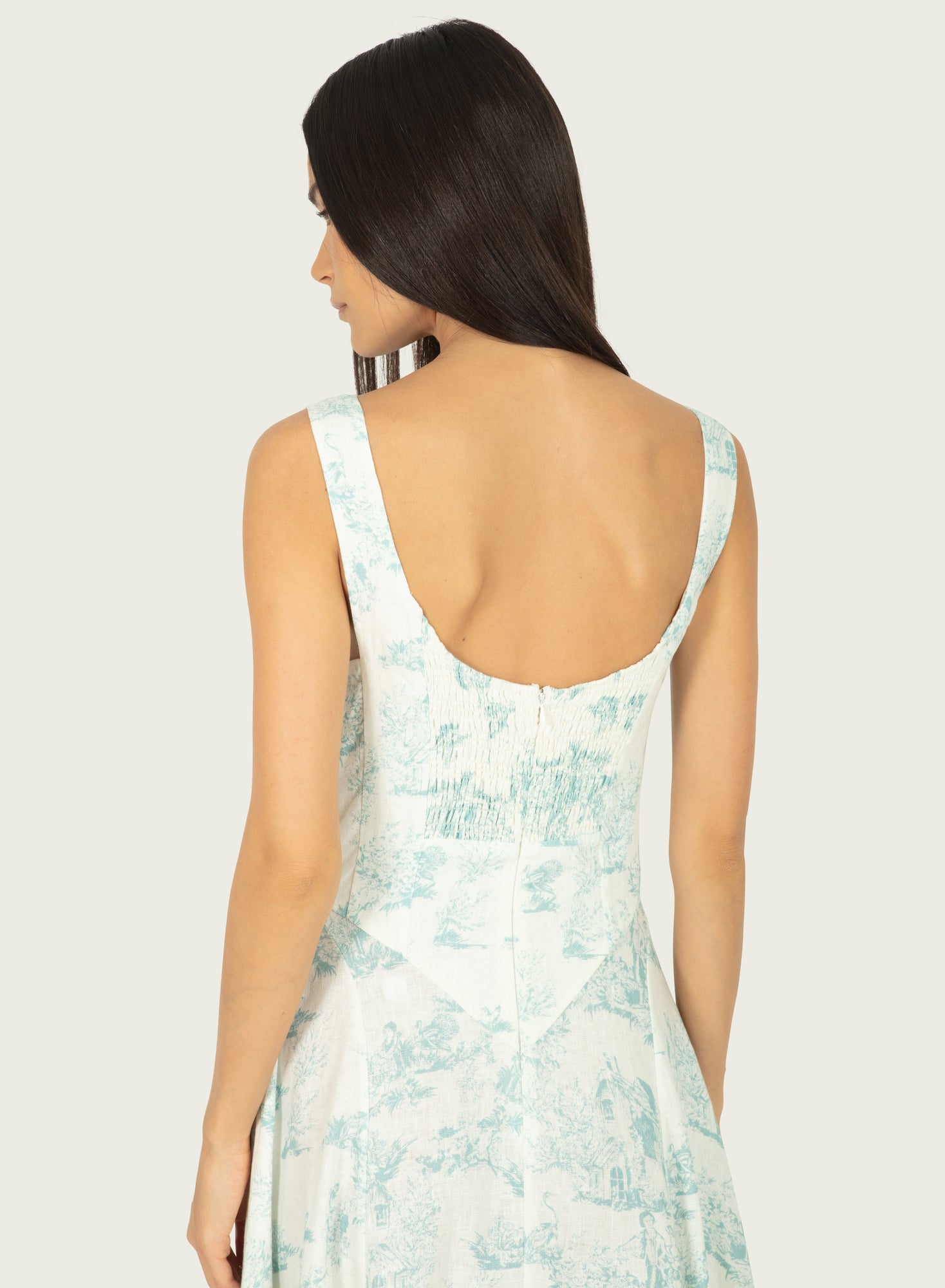 Rhoda Dress | Weathered Blue Toile Print