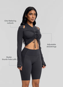 Drawstring Crop Top | Charcoal
