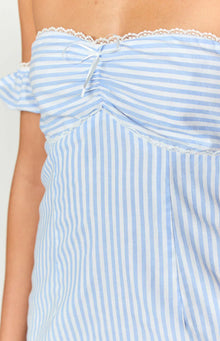 Charlie Striped Off Shoulder Mini Dress | Blue