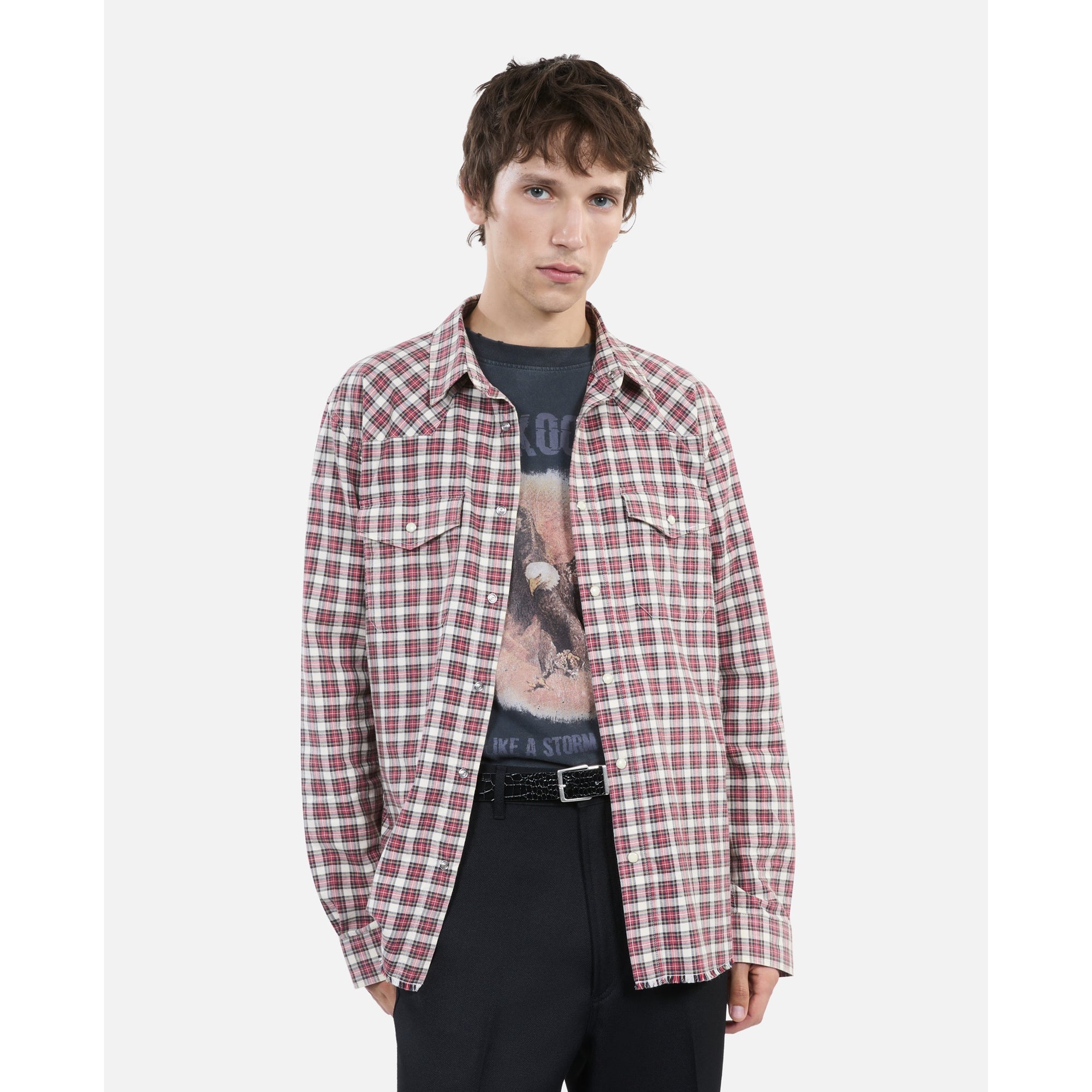 Checked Shirt | Men | Black Ecru Red