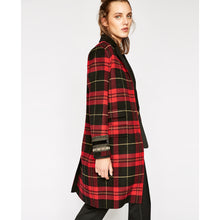 Checked Wool Mix Coat | Women | Black x Red