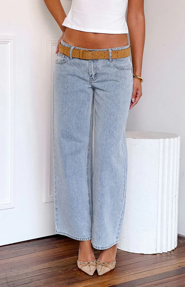 Clara Star Denim Low Rise Jeans | Light Wash