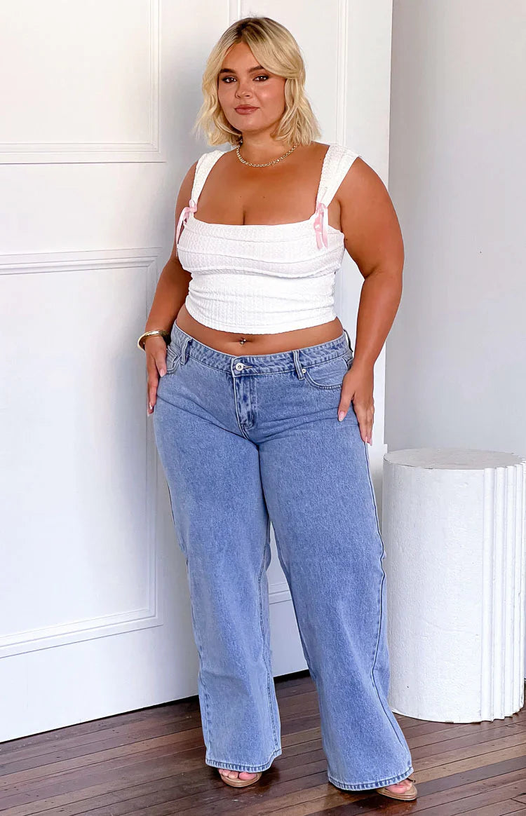 Clara Star Denim Low Rise Jeans | Mid Wash