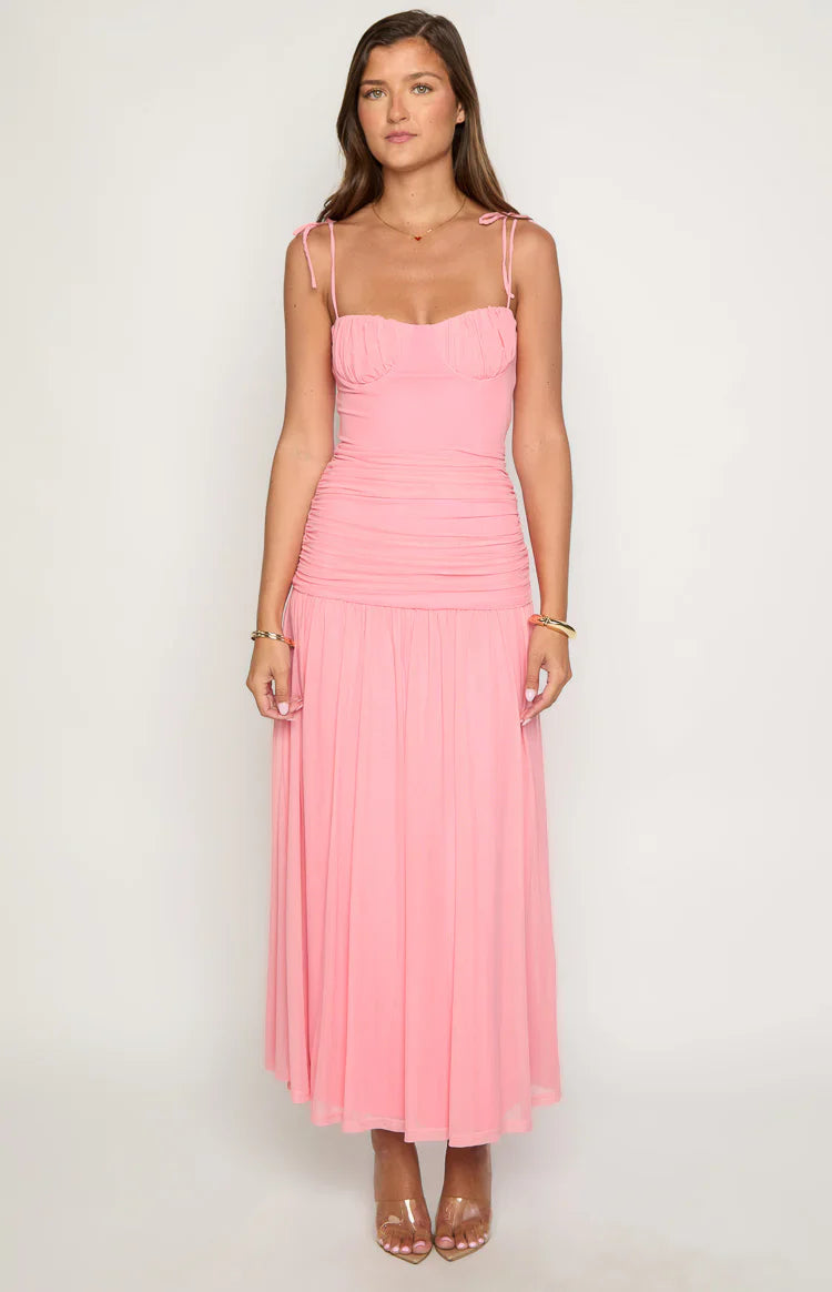 Clare Ruched Maxi Dress | Pink