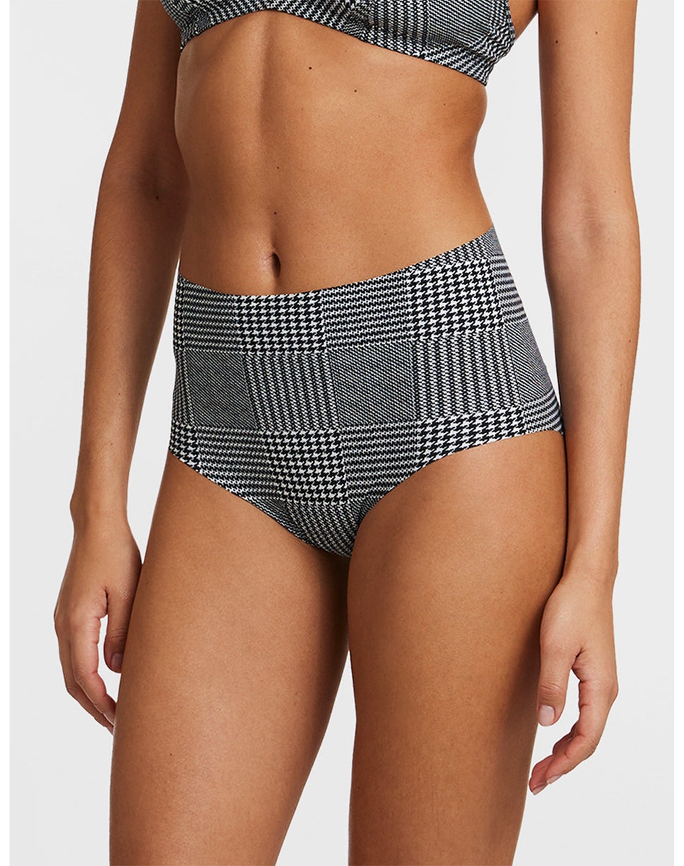 Classic Print High Rise Bikini | Houndstooth Plaid