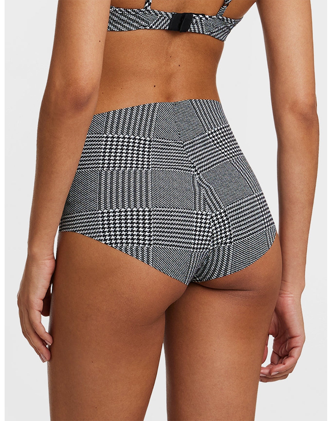 Classic Print High Rise Bikini | Houndstooth Plaid