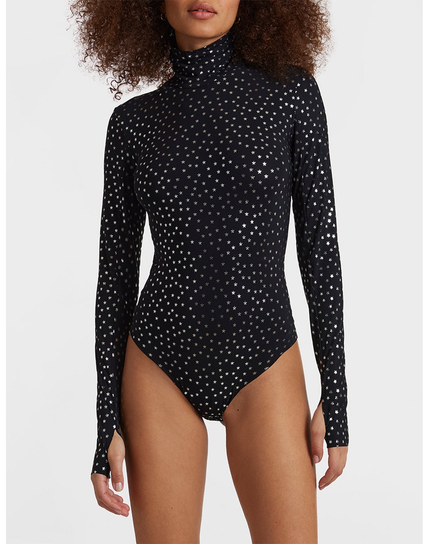 Classic Print Turtleneck Bodysuit | Silver Star