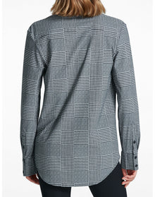 Classic Printed Oversized Button Down Shirt | Houndstooth Plaid
