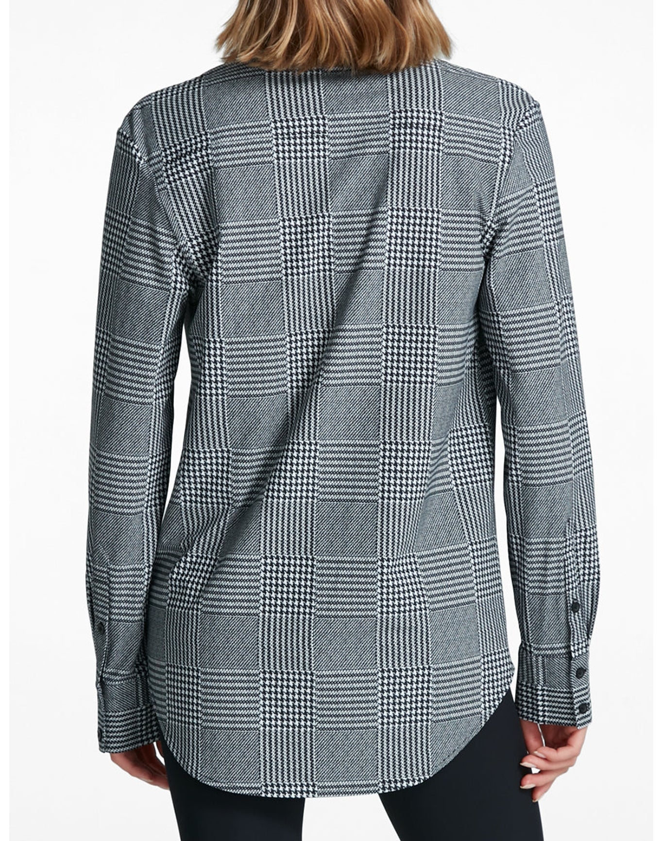 Classic Printed Oversized Button Down Shirt | Houndstooth Plaid