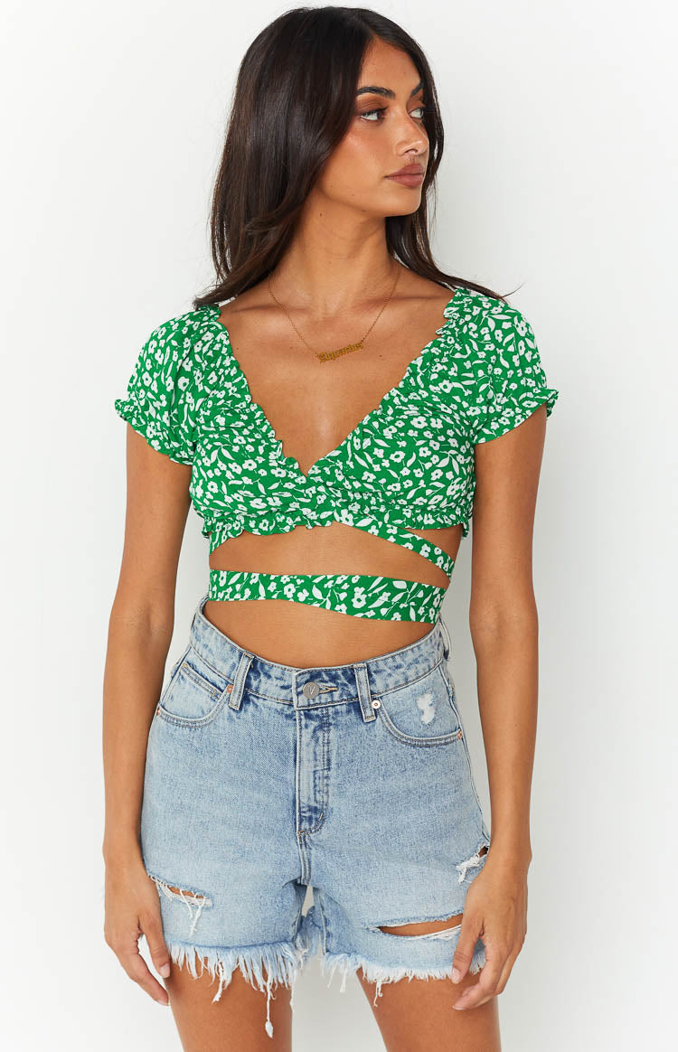 Colette Floral Crop Top | Green