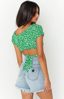 Colette Floral Crop Top | Green