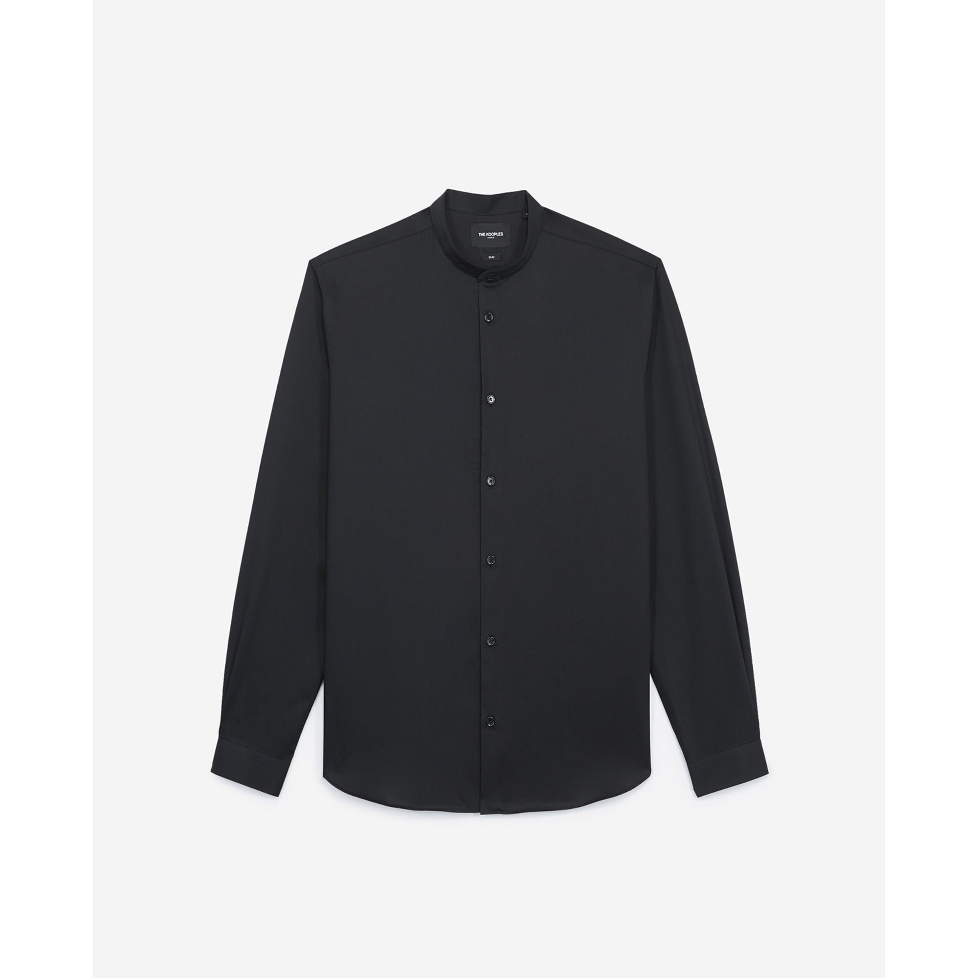 Collarless Cotton Shirt | Men | Black