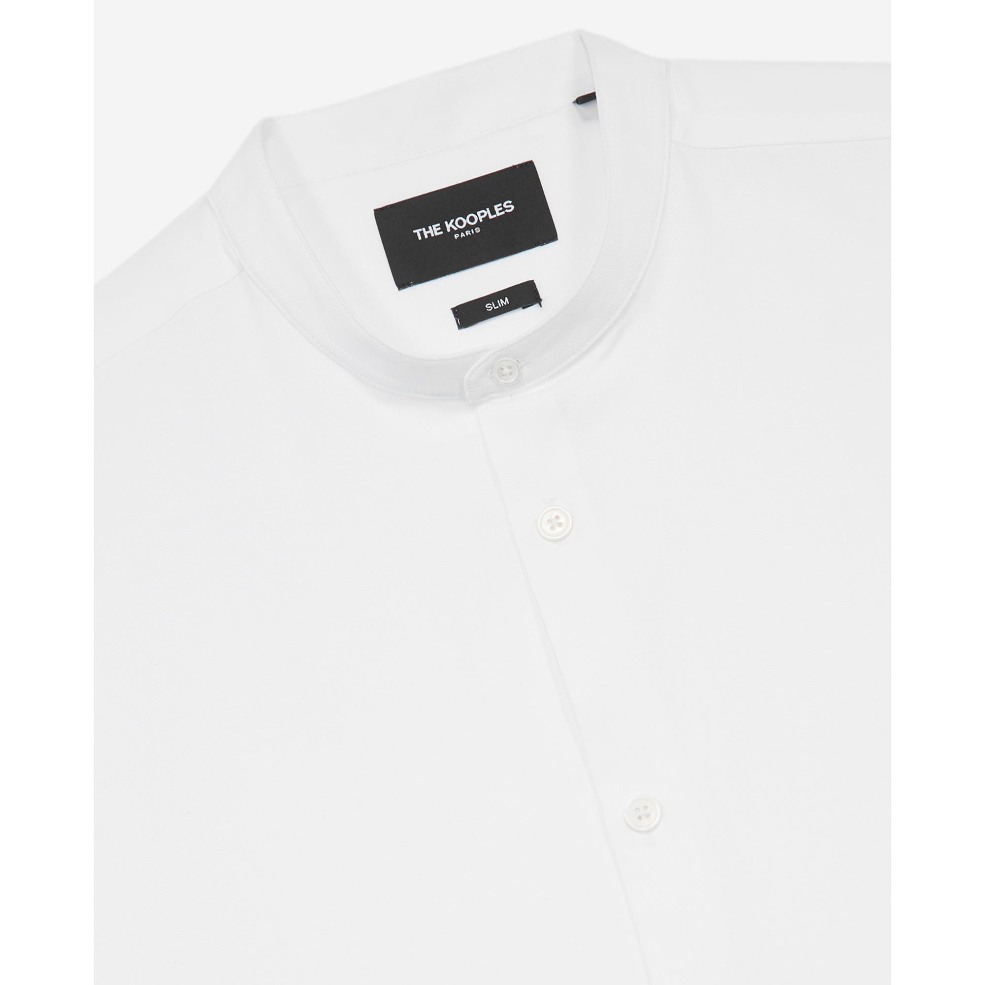 Collarless Shirt With Pearly Buttons | Men | White