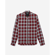 Collarless Zipped Check Shirt | Men | Red White