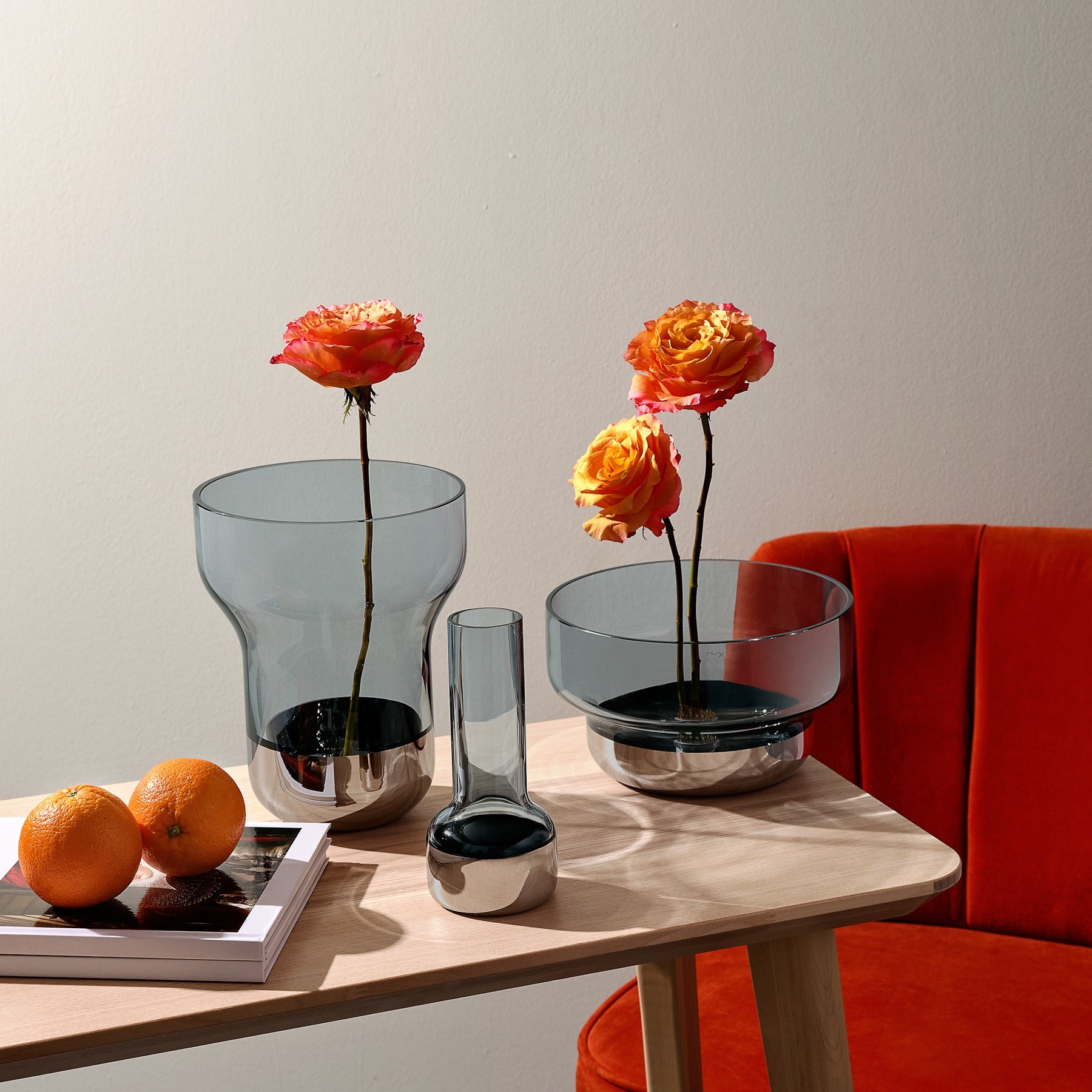 Contour Vase - Wide | Steel Blue Crystal