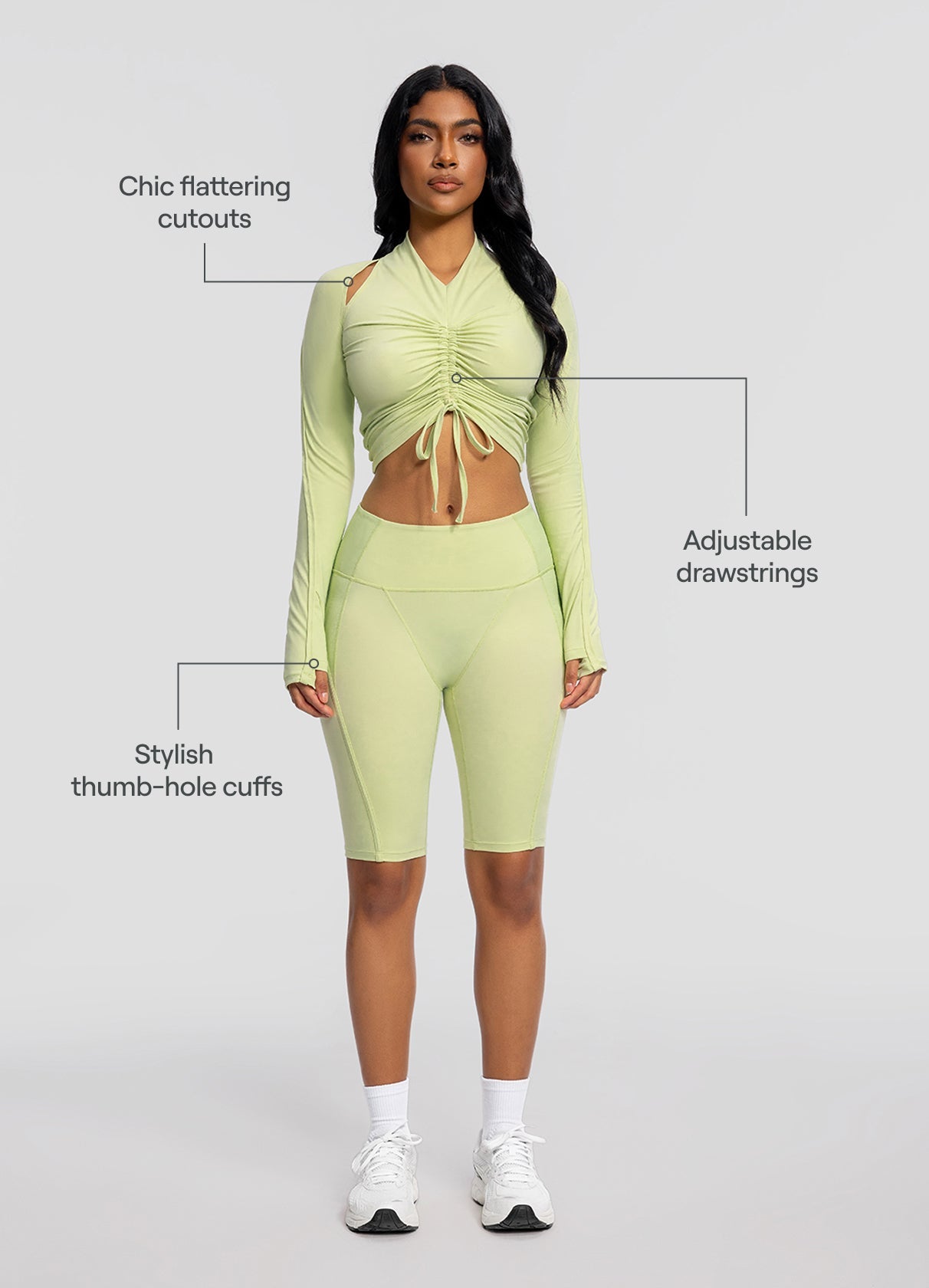Drawstring Crop Top | Cool Matcha