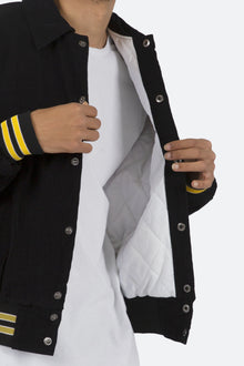 Corduroy Collar Jacket | Black x Yellow